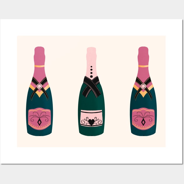 Pink Champagne bottles Wall Art by Home Cyn Home 